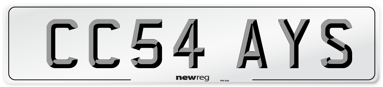 CC54 AYS Number Plate from New Reg